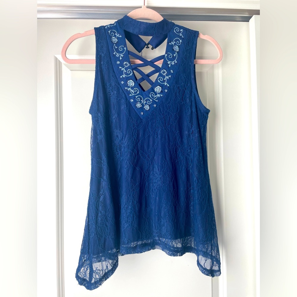 Women’s Navy Lace Top- Size XS